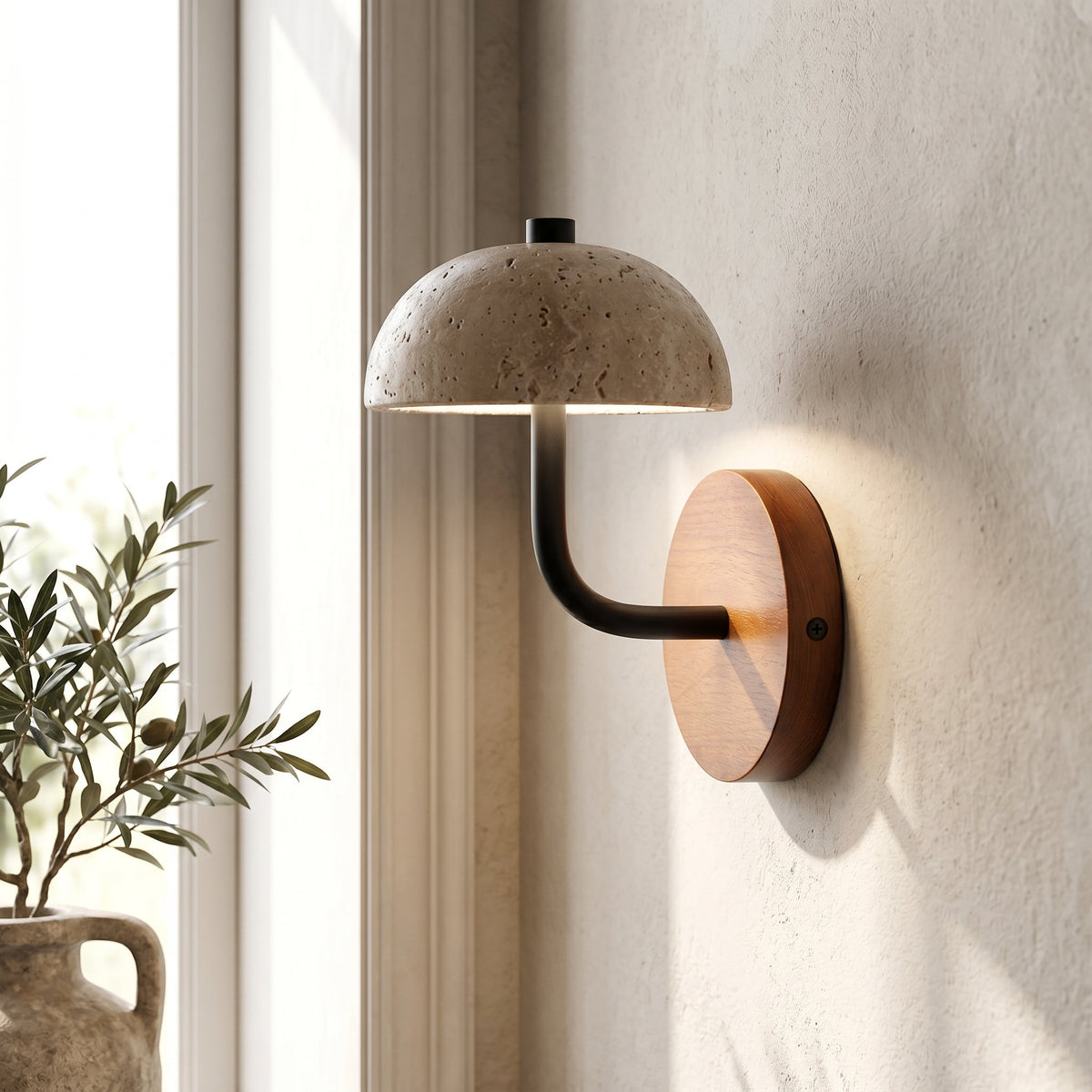 Junko | Travertine Wall Light with Soft Downward Glow