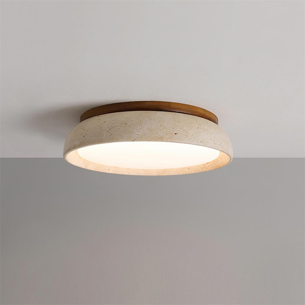 Lampa sufitowa Kloris z trawertynu | Designerska lampa LED z naturalnego kamienia do salonu i sypialni
