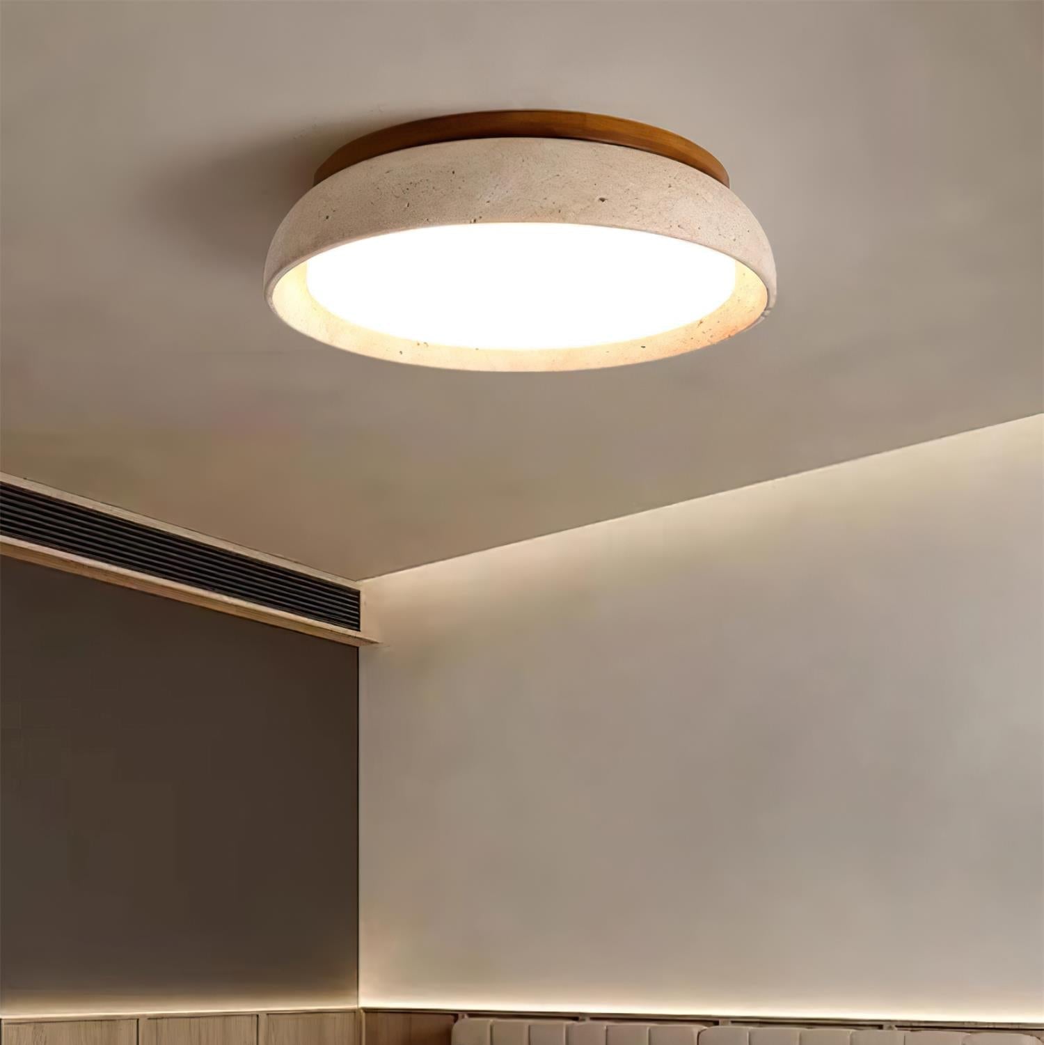 Lampa sufitowa Kloris z trawertynu | Designerska lampa LED z naturalnego kamienia do salonu i sypialni