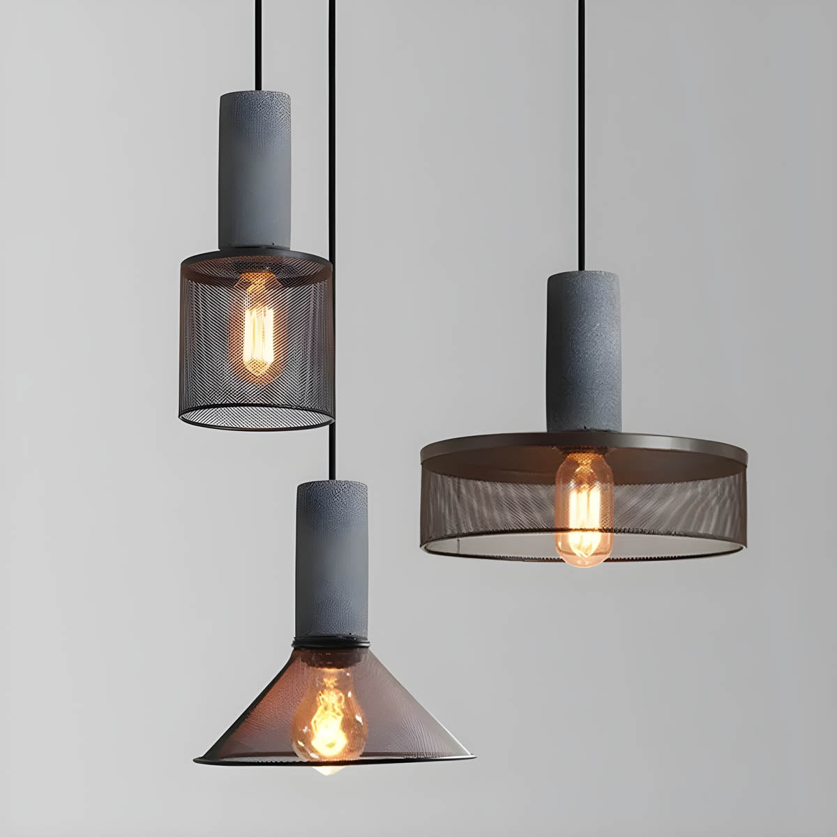 Industrialna lampa wisząca Loft | Designerska lampa LED z betonu do kuchni, salonu i jadalni