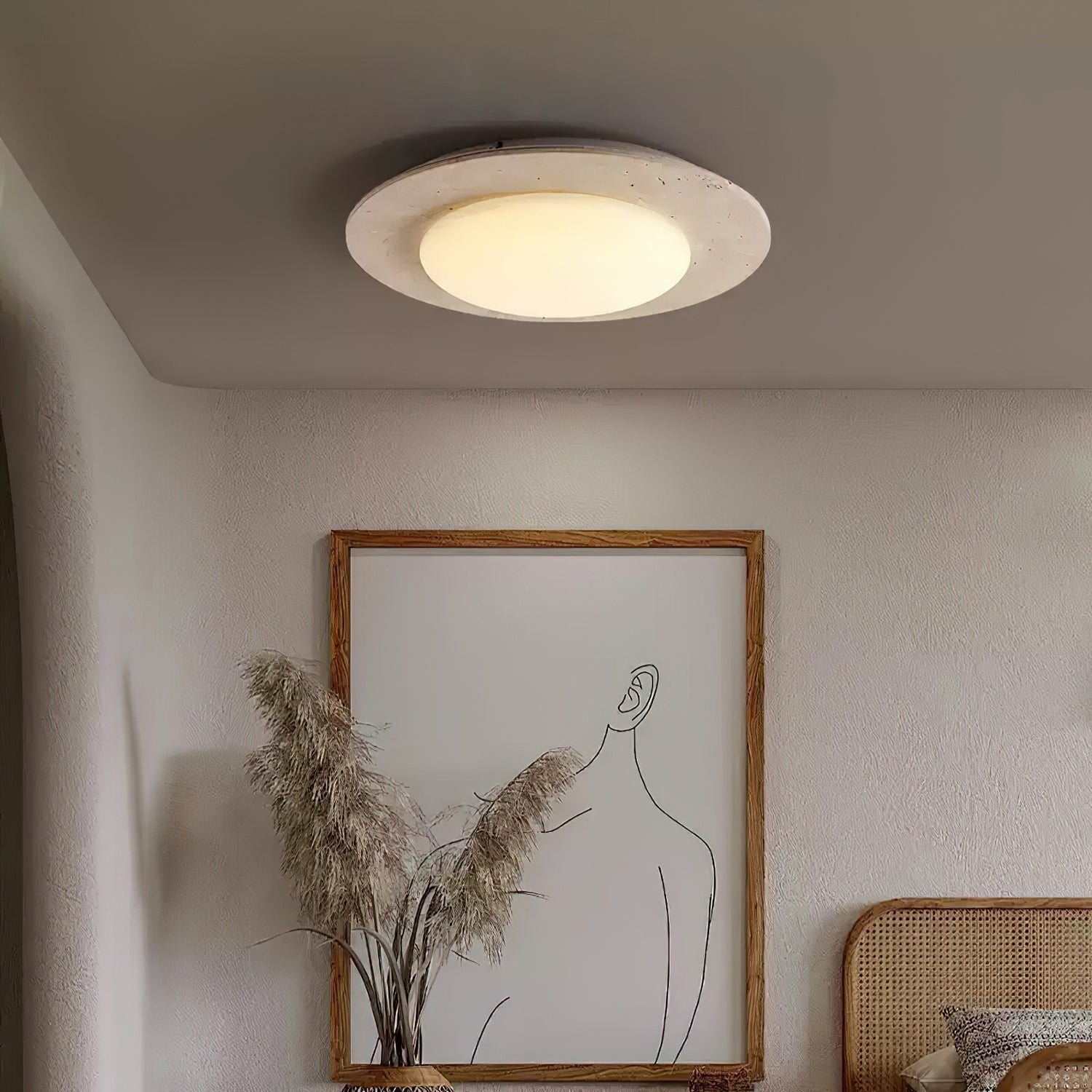 Lampa Sufitowa z Trawertynu LED | Lite Drewno | Naturalny Styl