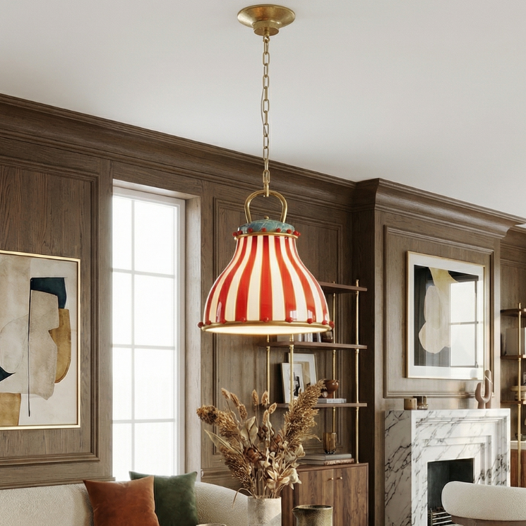 Lumen Collection | Szklana lampa wisząca w prążki | Eleganckie oświetlenie LED do salonu i jadalni