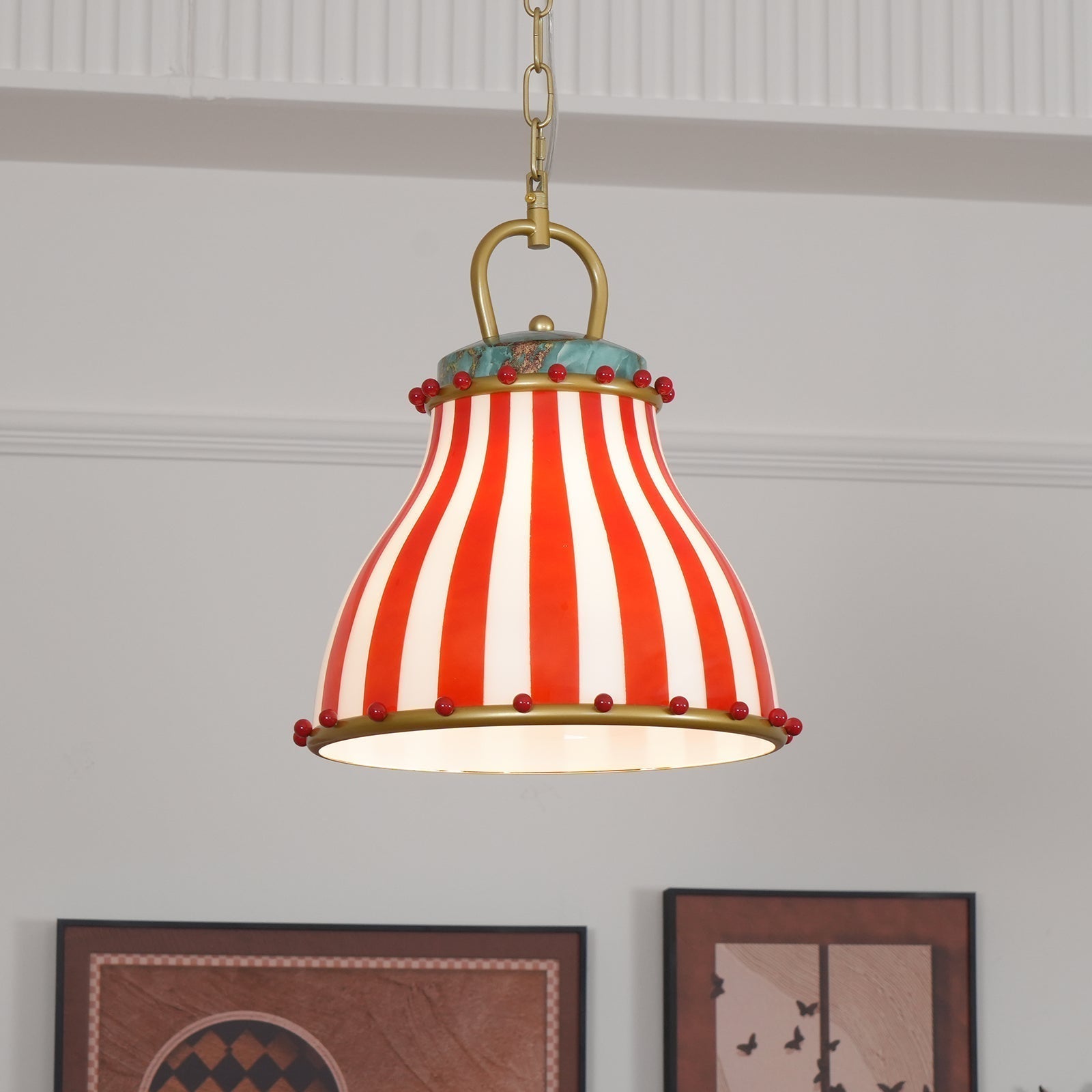 Lumen Collection | Szklana lampa wisząca w prążki | Eleganckie oświetlenie LED do salonu i jadalni