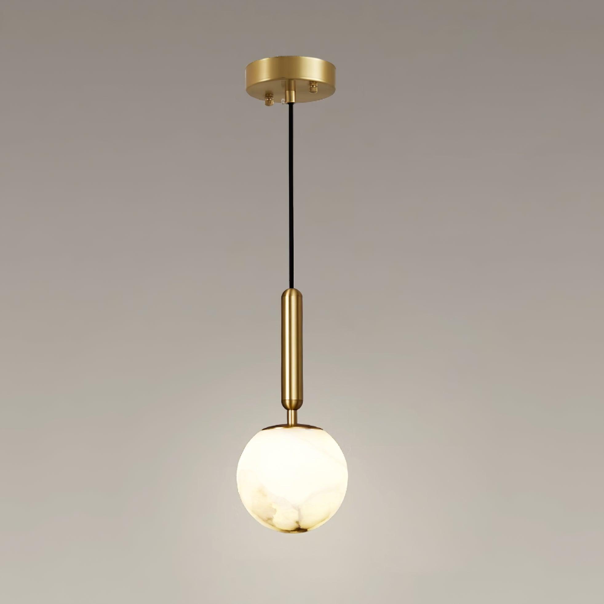Lampa wisząca Lumen Alabaster Brass | Designerska metalowa lampa LED E27 do salonu, kuchni i jadalni