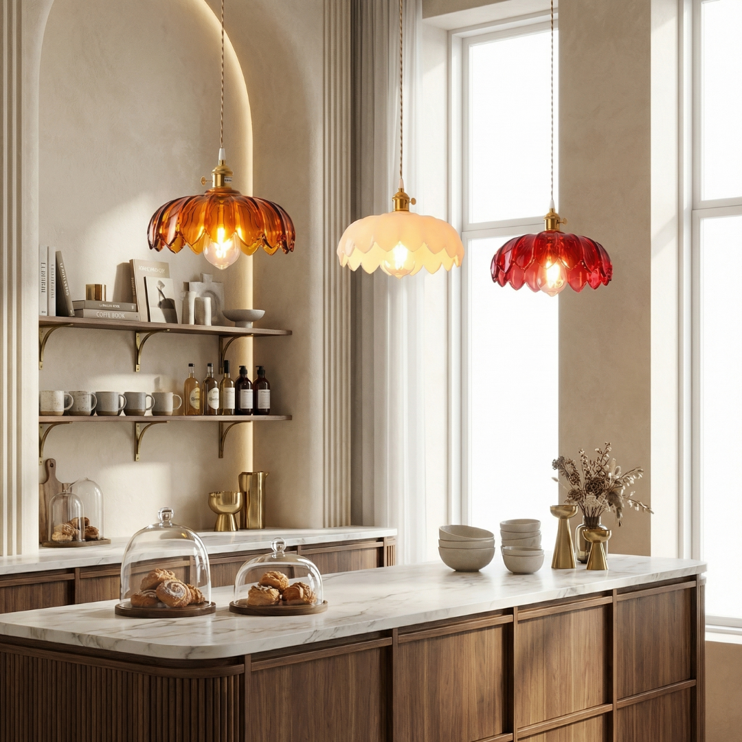 Lampa wisząca Lumen Rustic Glass | Designerska szklana lampa LED do salonu, kuchni i jadalni