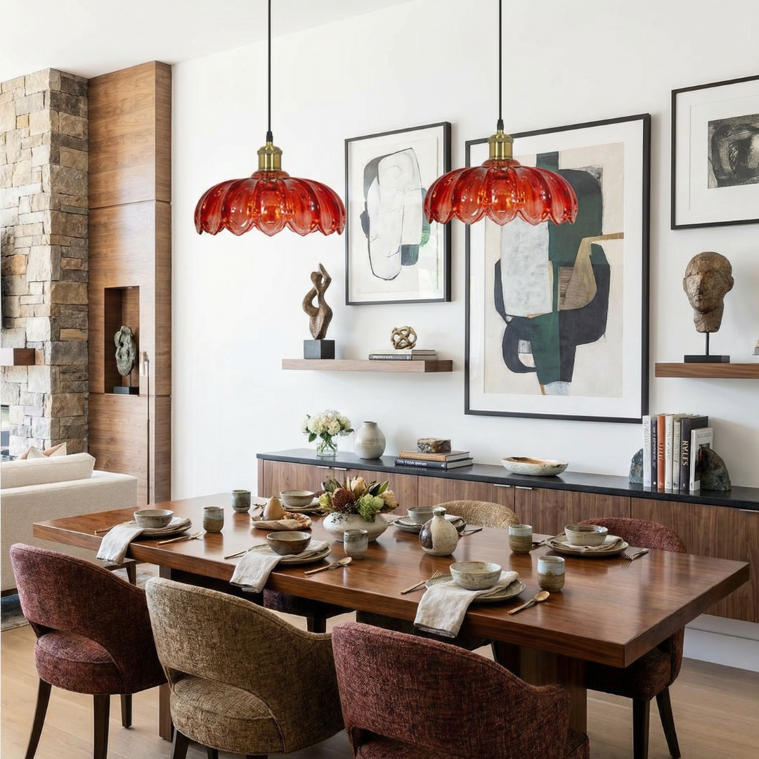 Lampa wisząca Lumen Rustic Glass | Designerska szklana lampa LED do salonu, kuchni i jadalni