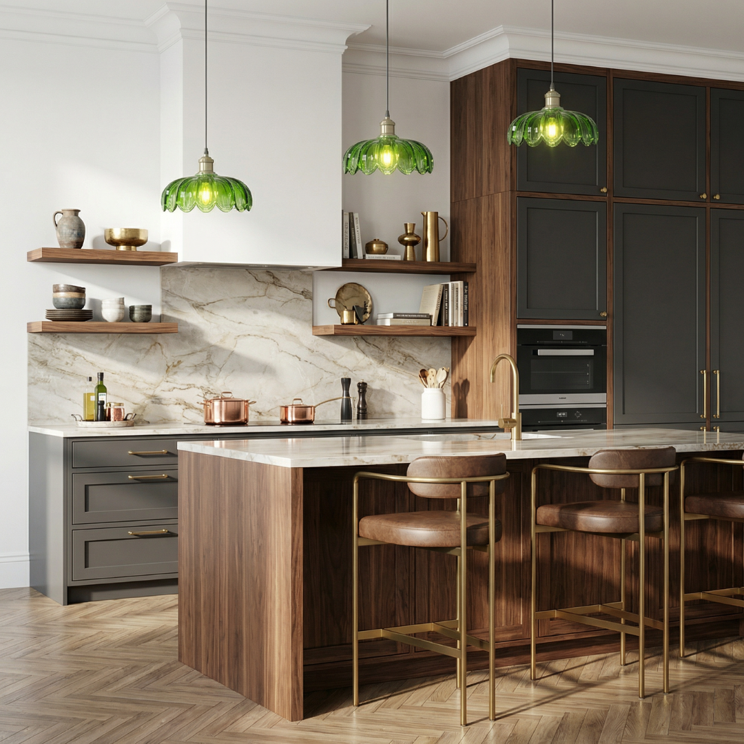 Lampa wisząca Lumen Rustic Glass | Designerska szklana lampa LED do salonu, kuchni i jadalni