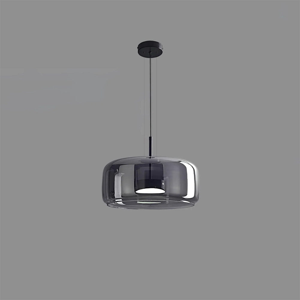 Lumen Collection | Lampa wisząca z przydymionego szkła z eleganckim kloszem kopułowym do nowoczesnej kuchni i jadalni