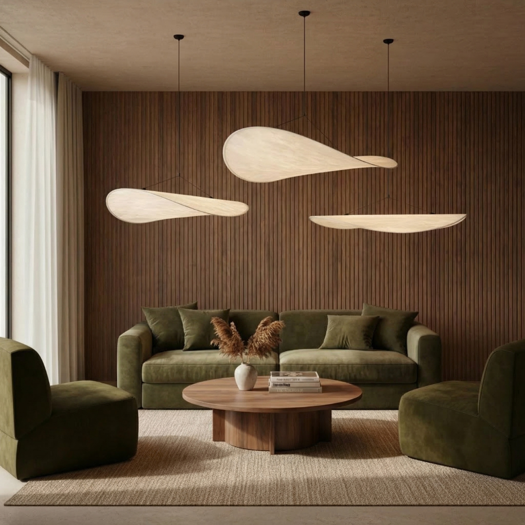 Lampa Wisząca Lumen Japandi z Jedwabnym Kloszem – Elegancka Lampa Sufitowa LED