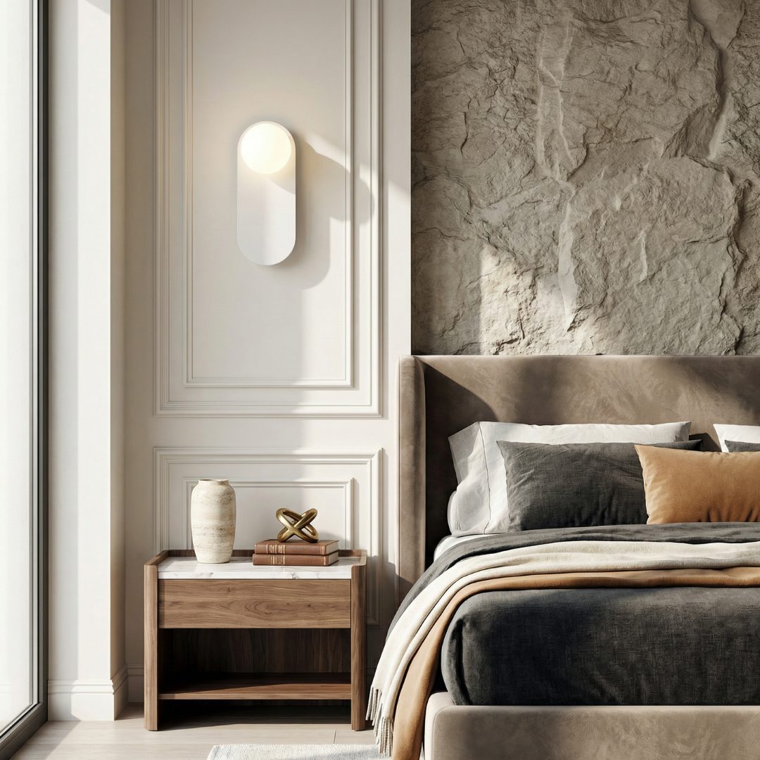 Lumen Collection | Modern Wall Sconce with Glass Diffuser for Soft Ambient Glow