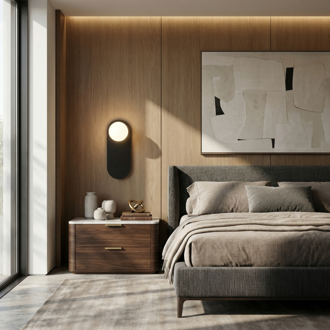 Lumen Collection | Modern Wall Sconce with Glass Diffuser for Soft Ambient Glow