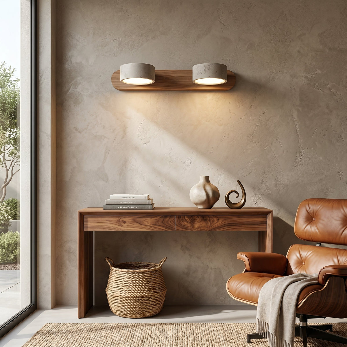 Lumen Collection | Travertine Wall Light with Soft LED Glow