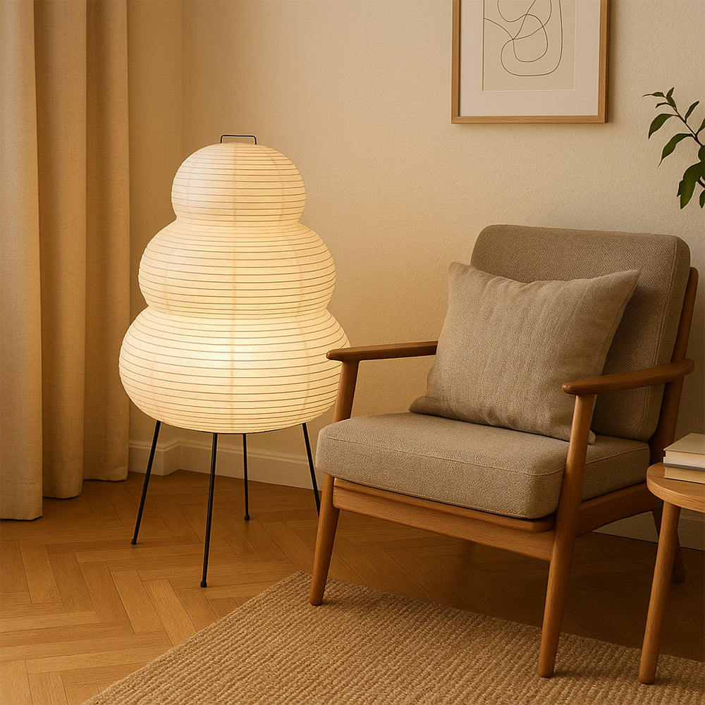 Lumen | Lampa Stołowa z Papieru Ryżowego – Nowoczesna Lampa Japandi do Salonu i Sypialni
