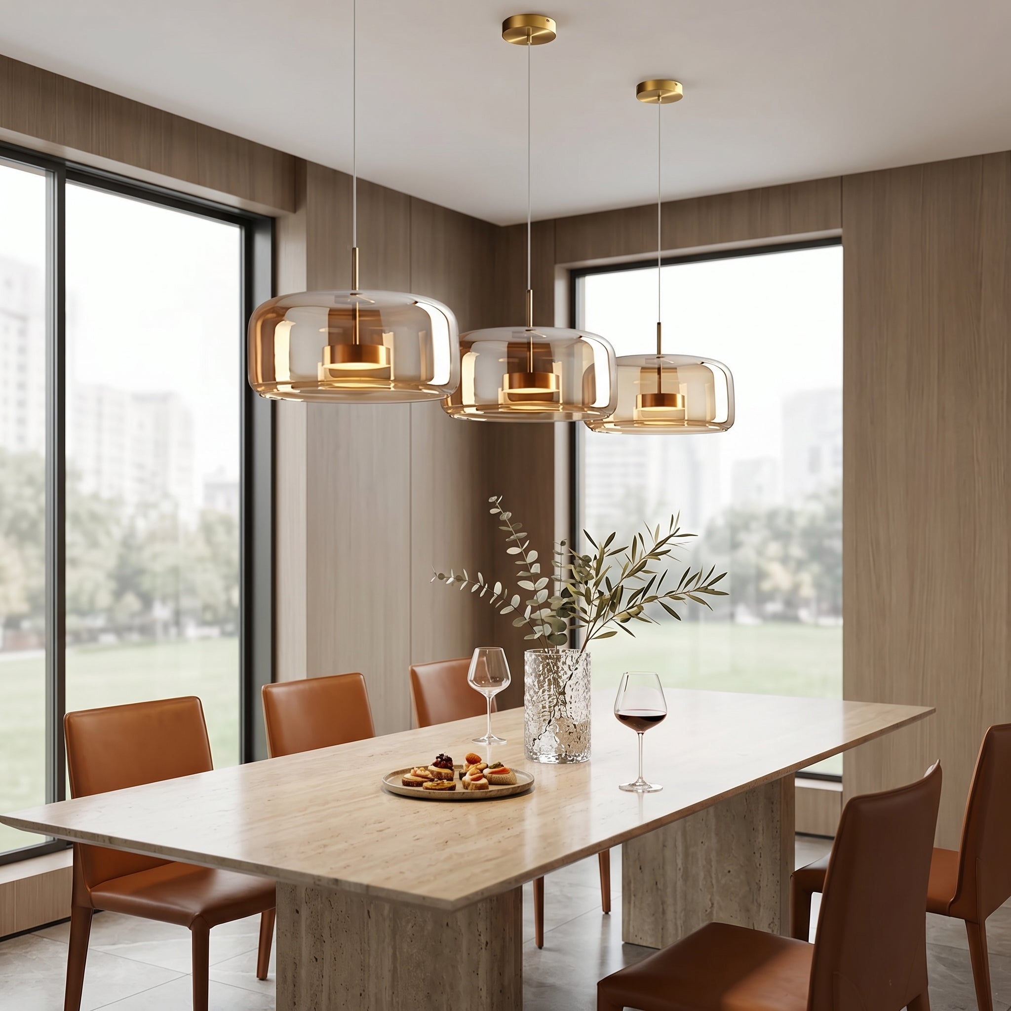 Lampa Wisząca Lumen Hailie Trio – Elegancka Szklana Lampa z 3 Punktami Światła do Jadalni i Kuchni