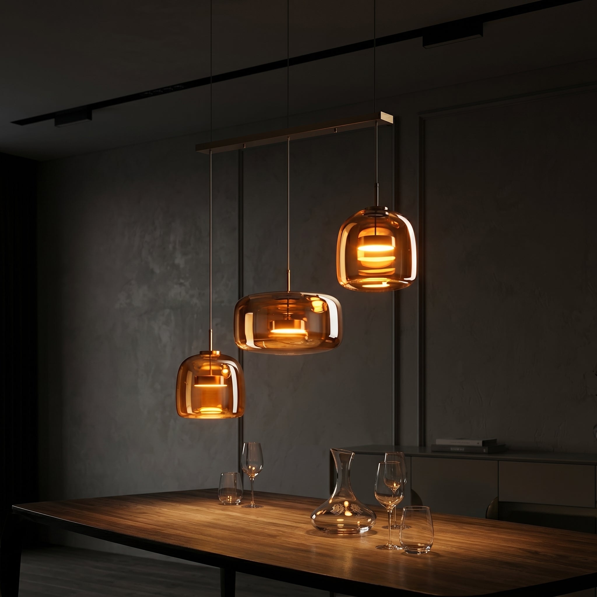 Lampa Wisząca Lumen Hailie Trio – Elegancka Szklana Lampa z 3 Punktami Światła do Jadalni i Kuchni