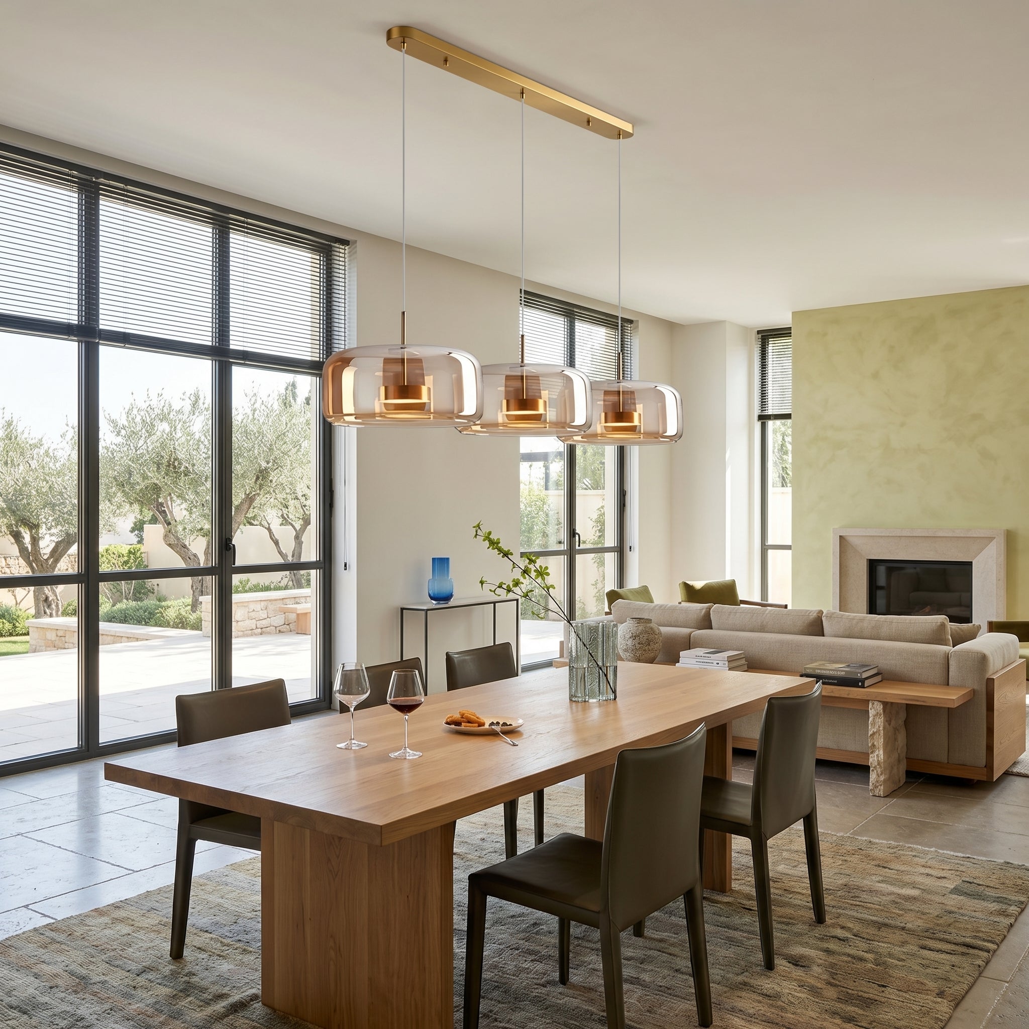 Lampa Wisząca Lumen Hailie Trio – Elegancka Szklana Lampa z 3 Punktami Światła do Jadalni i Kuchni