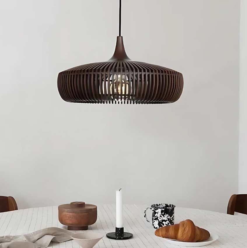 Lumen Hinori | Drewniana lampa wisząca Japandi – minimalistyczny design, ciepłe światło, lite drewno