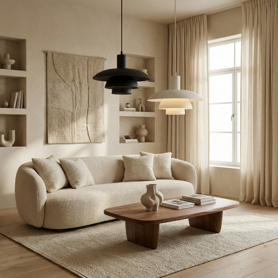 Lumen Juliet | Przytulna, elegancka duńska lampa wisząca do nowoczesnych wnętrz z wielowarstwowym kloszem