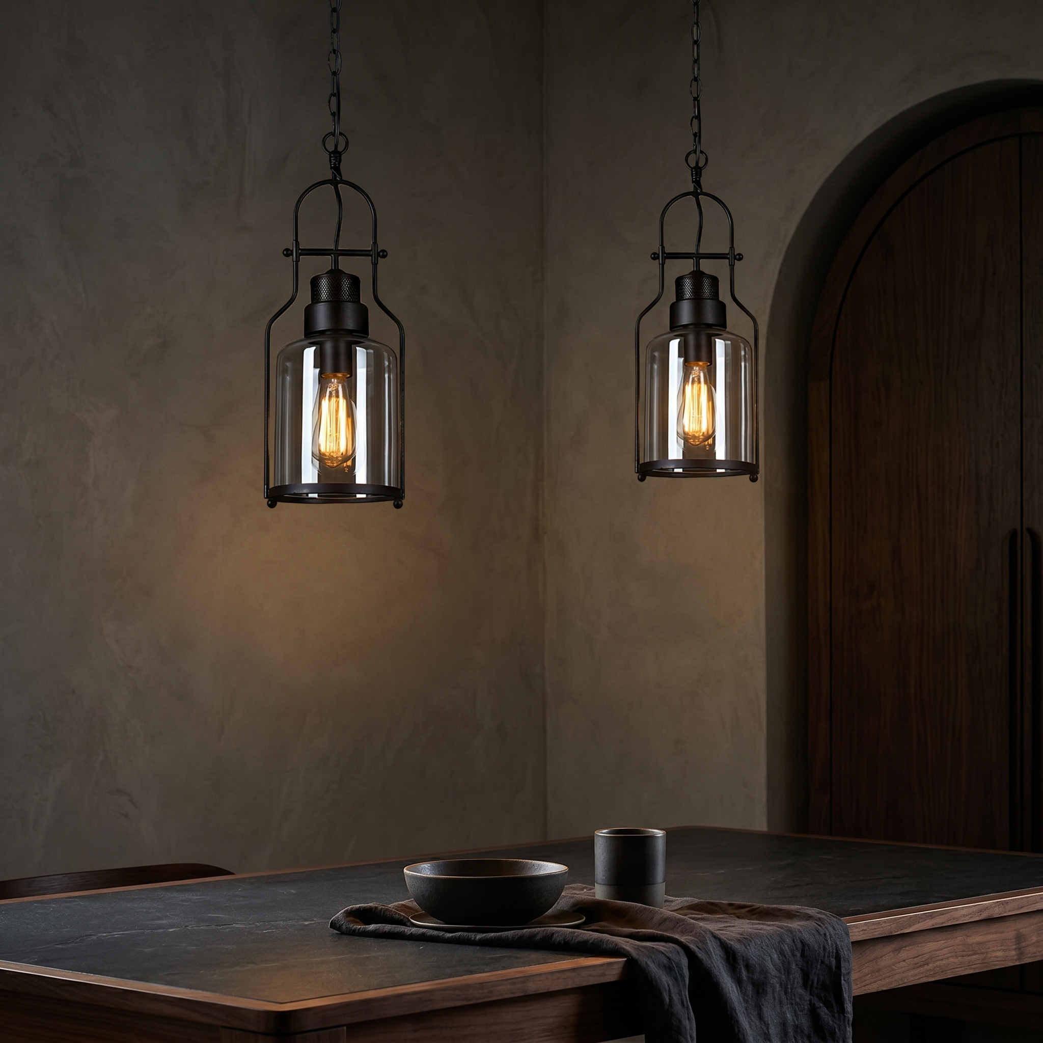 Lumen Morris | Przytulna, elegancka lampa wisząca ze szkła i metalu do nowoczesnych wnętrz