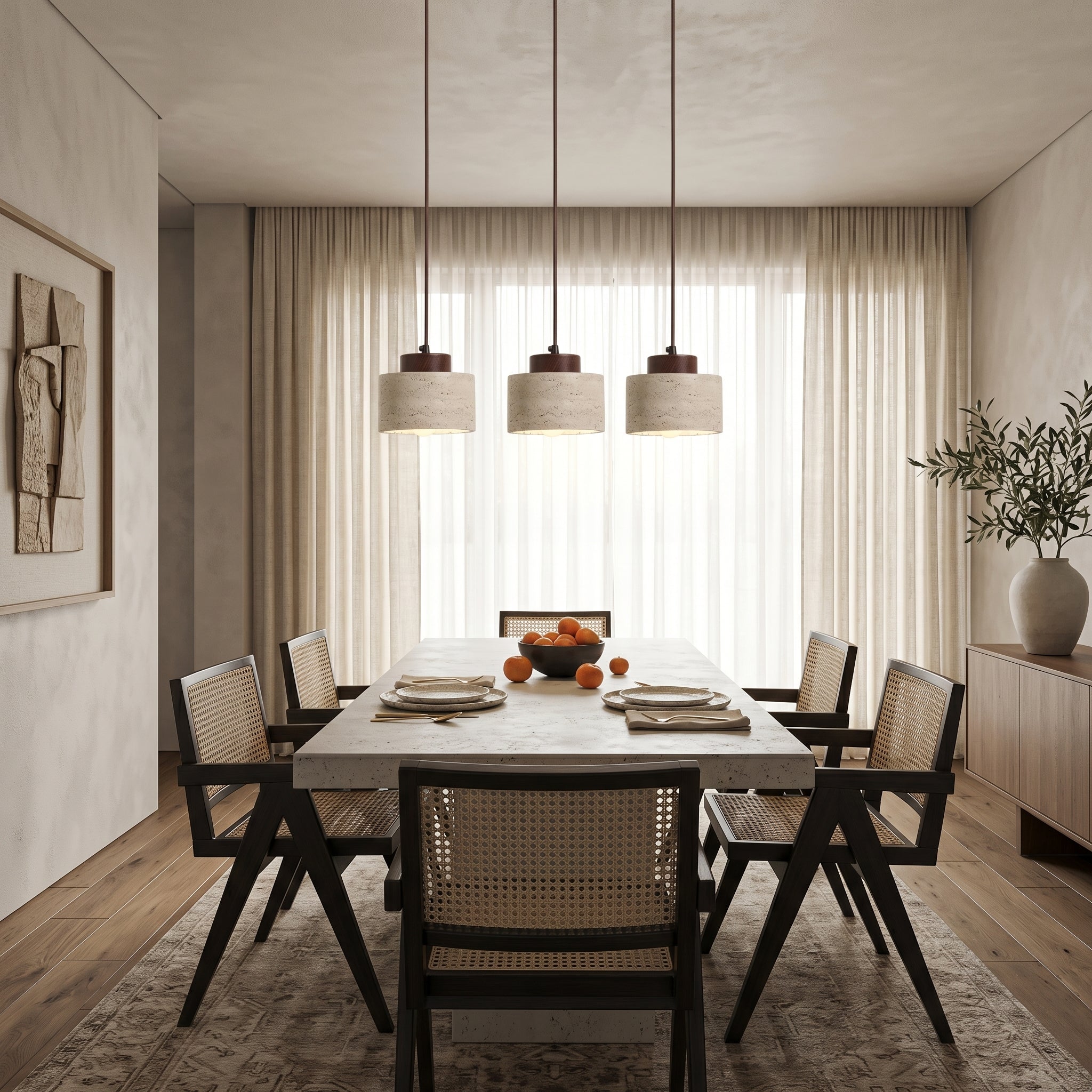 Lampa wisząca LED z trawertynu | Designerska lampa Retro Nordic z kamienia naturalnego do salonu, kuchni i jadalni