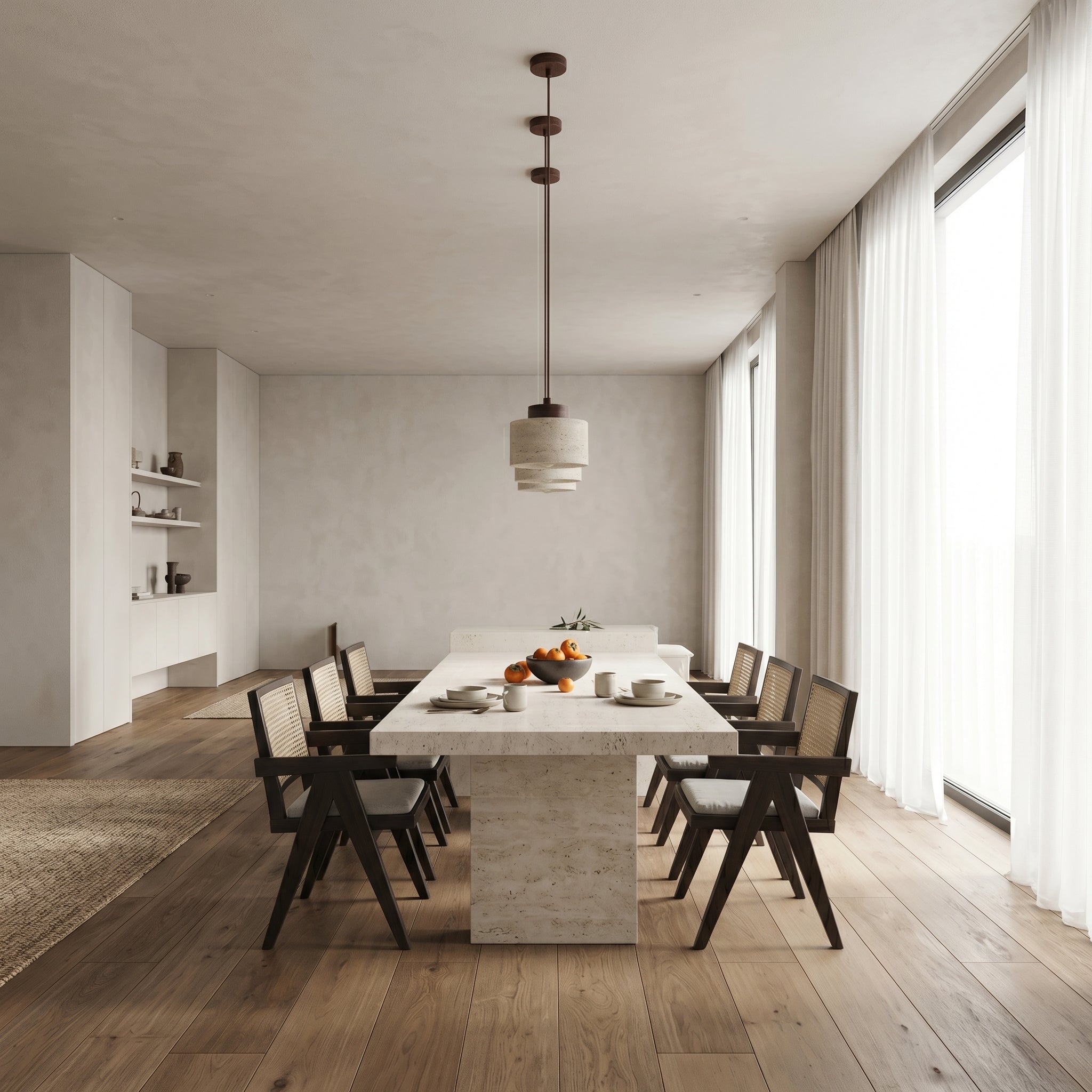 Lampa wisząca LED z trawertynu | Designerska lampa Retro Nordic z kamienia naturalnego do salonu, kuchni i jadalni