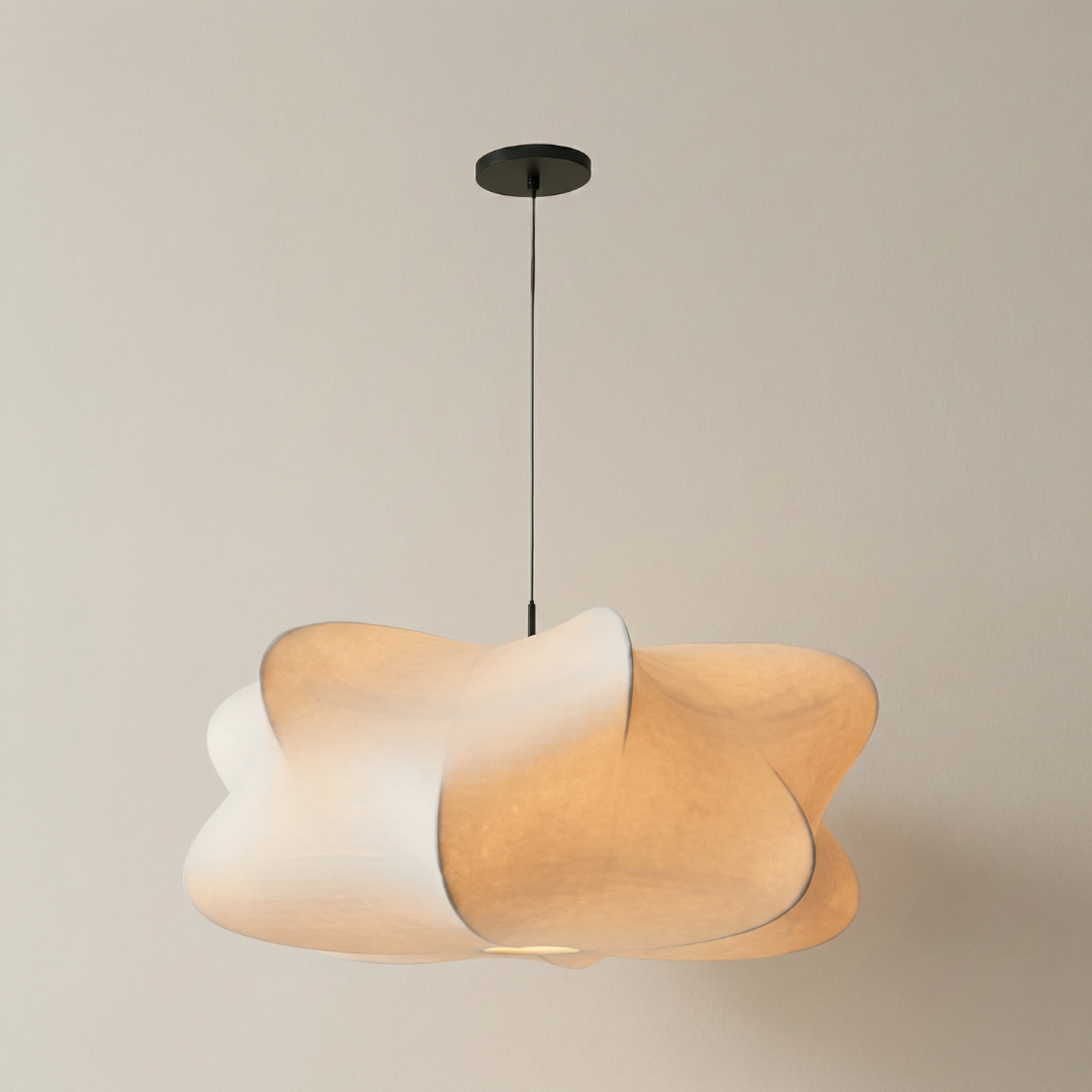 Lampa wisząca Lumen Wabi Sabi z jedwabiu | Designerska lampa LED do salonu, sypialni i jadalni