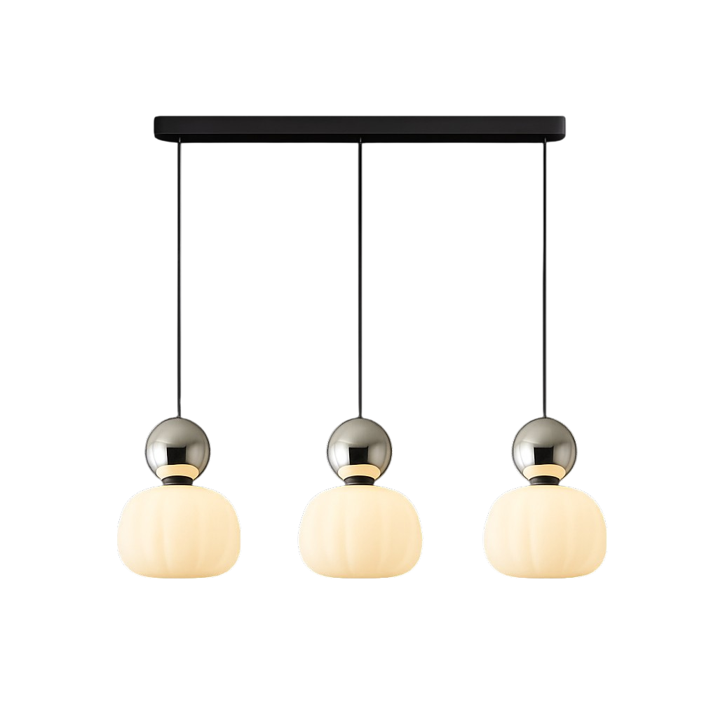 Lampa wisząca Art Deco | Złota designerska lampa LED z podwójnym kloszem do salonu, kuchni i jadalni