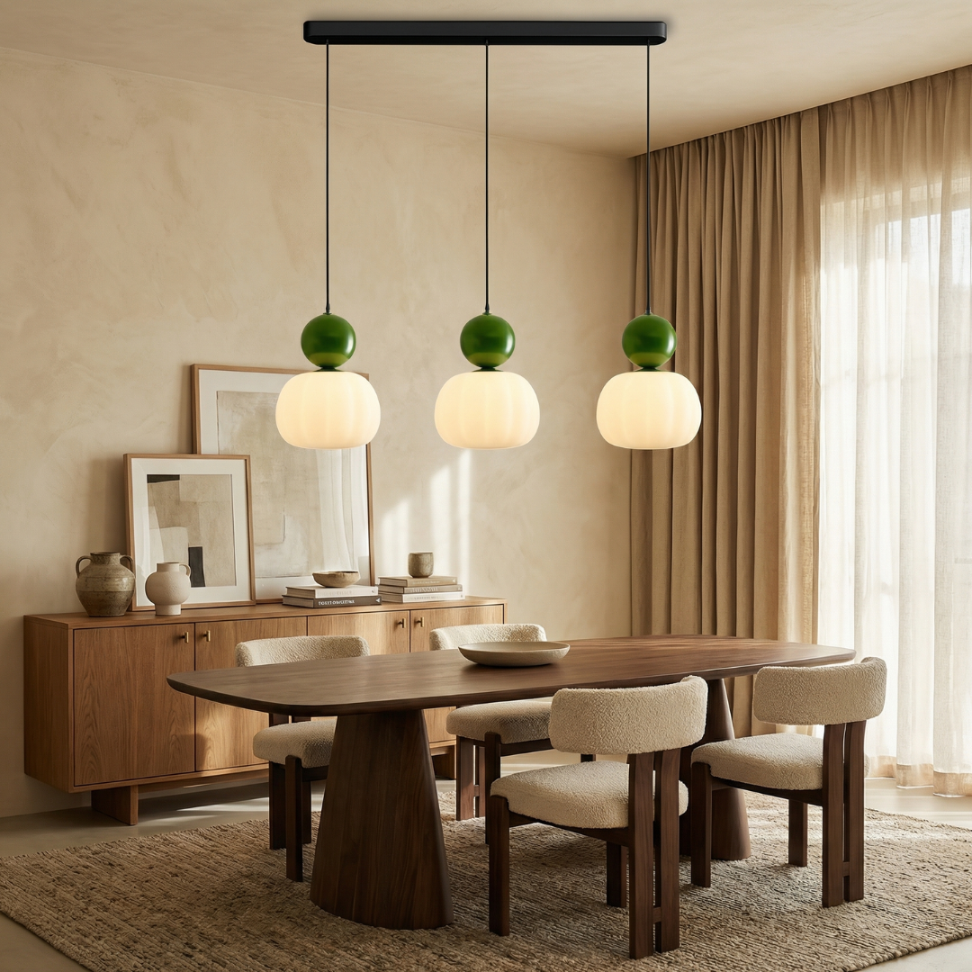 Lampa wisząca Art Deco | Złota designerska lampa LED z podwójnym kloszem do salonu, kuchni i jadalni