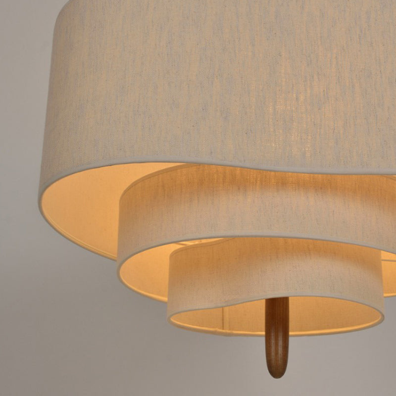 Żyrandol z tkaniny | Designerska lampa sufitowa z warstwowym abażurem do salonu i sypialni