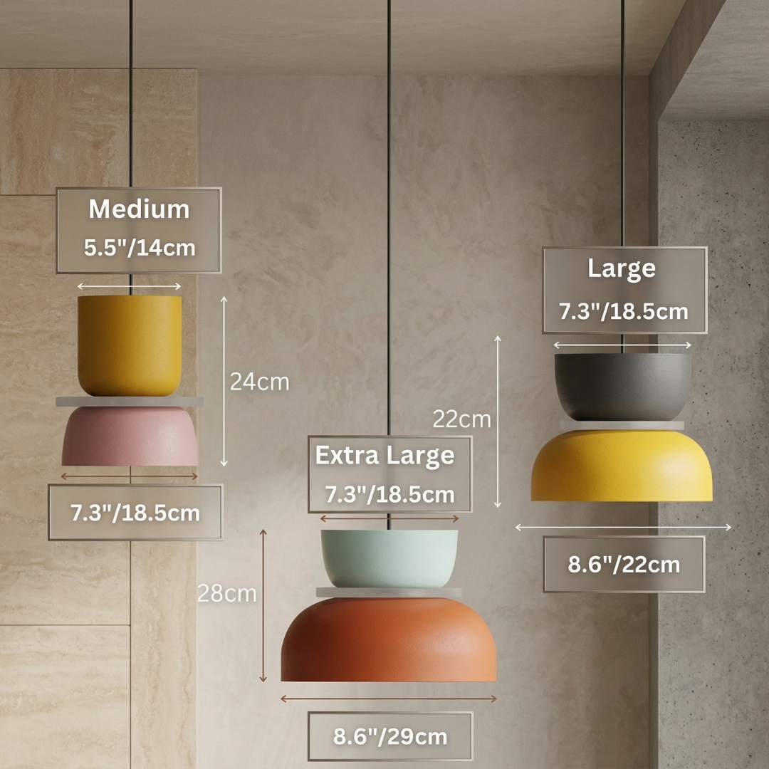 Kolorowa lampa wisząca Lumen | Designerska lampa w stylu skandynawskim do kuchni, salonu i jadalni