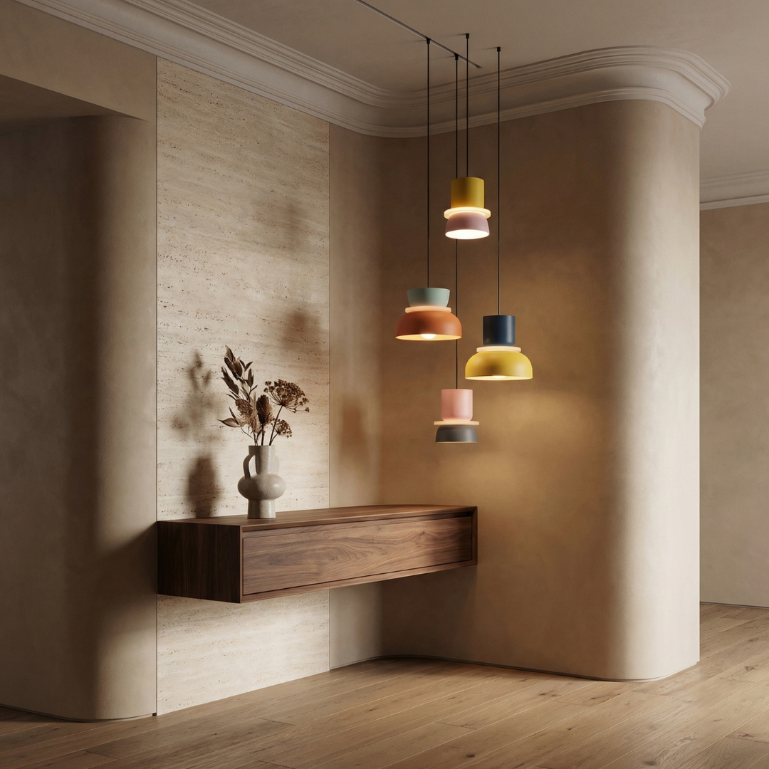 Kolorowa lampa wisząca Lumen | Designerska lampa w stylu skandynawskim do kuchni, salonu i jadalni