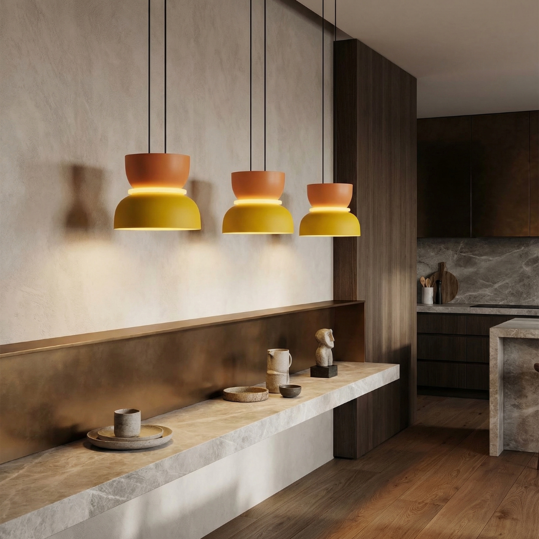 Kolorowa lampa wisząca Lumen | Designerska lampa w stylu skandynawskim do kuchni, salonu i jadalni