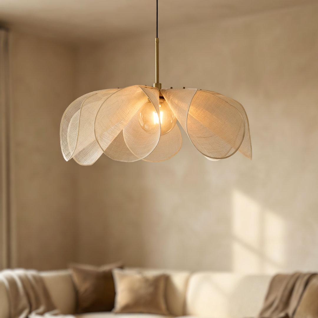 Lumen | Lampa wisząca z tkaniny w stylu vintage – ciepłe, nastrojowe oświetlenie LED