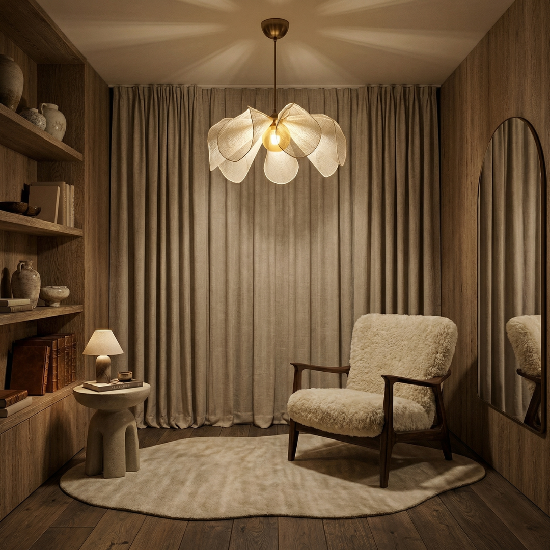 Lumen | Lampa wisząca z tkaniny w stylu vintage – ciepłe, nastrojowe oświetlenie LED