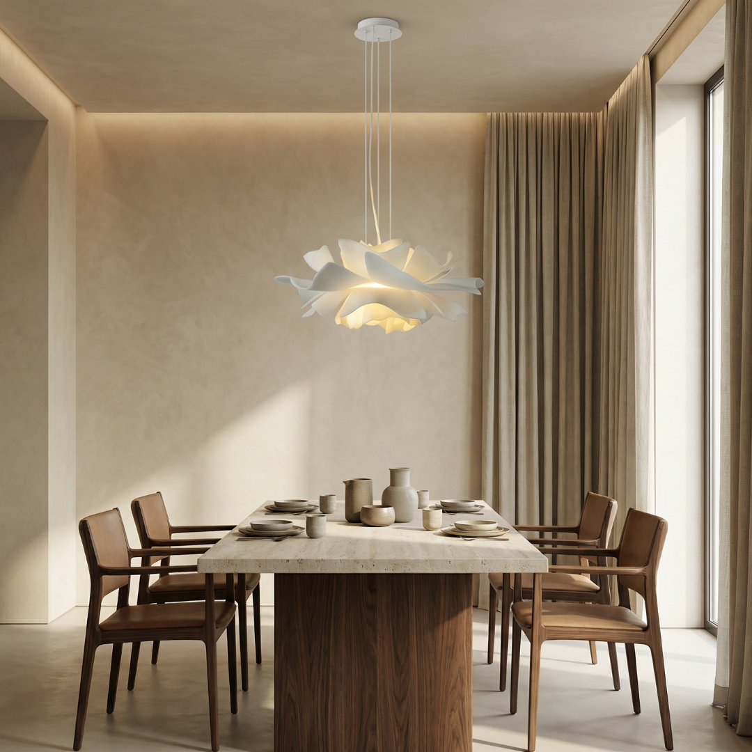 Lampa wisząca Lumen White Lotus | Designerska lampa w kształcie kwiatu do salonu, sypialni i jadalni