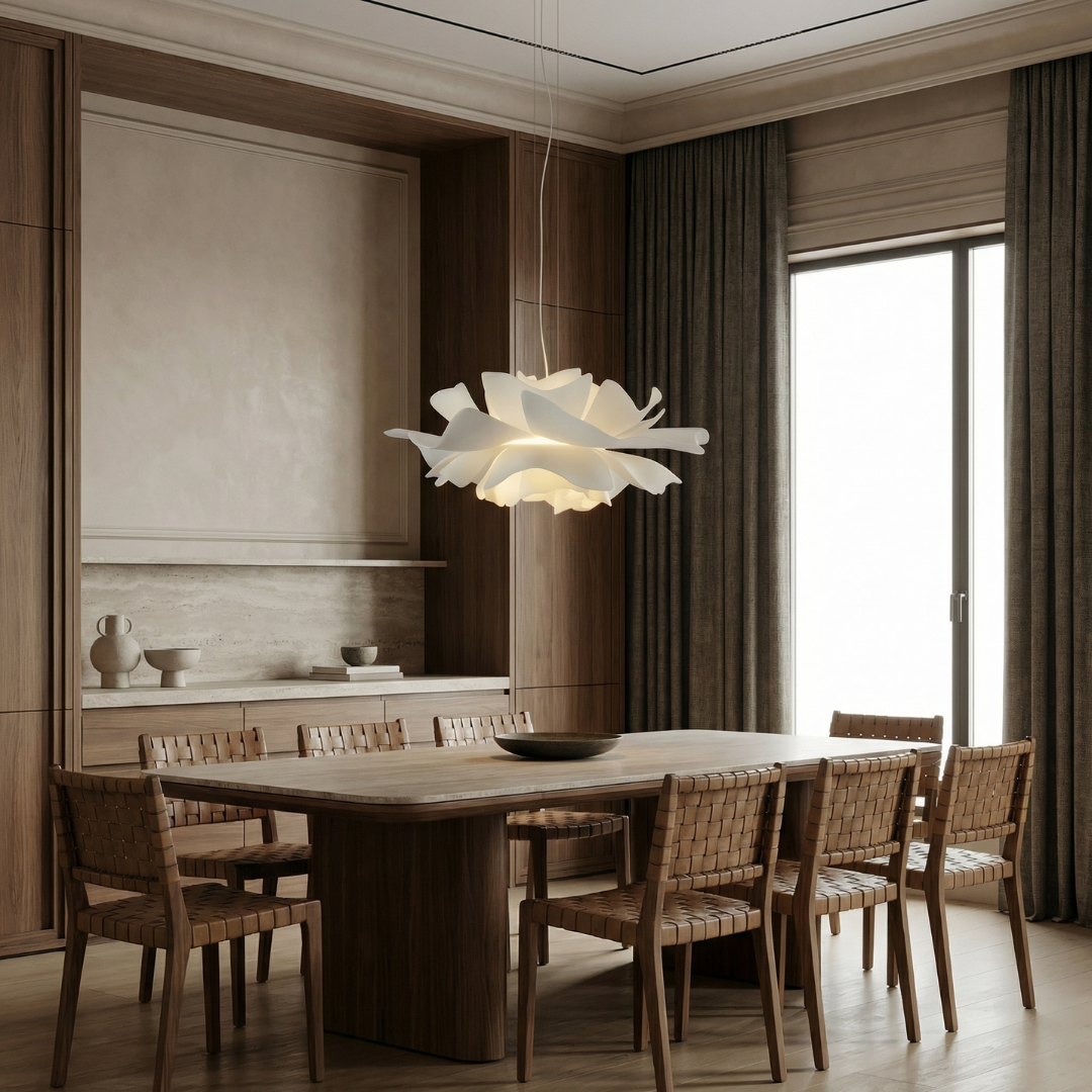 Lampa wisząca Lumen White Lotus | Designerska lampa w kształcie kwiatu do salonu, sypialni i jadalni