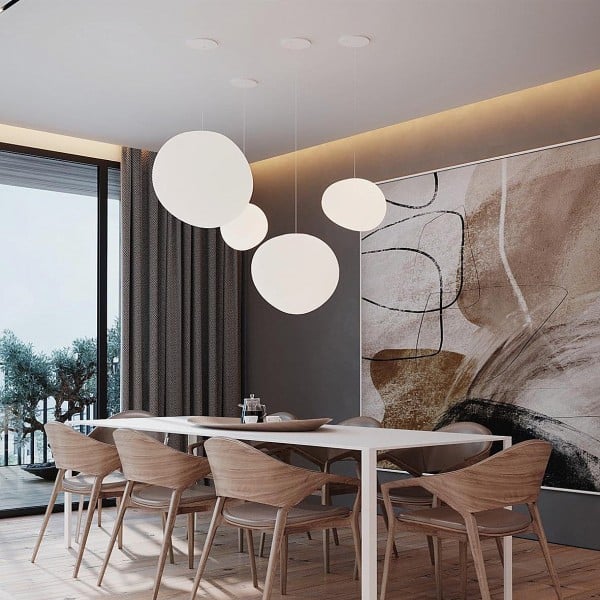 Minimalistyczna lampa wisząca ze szkła | Designerskie oświetlenie LED do salonu, kuchni i jadalni