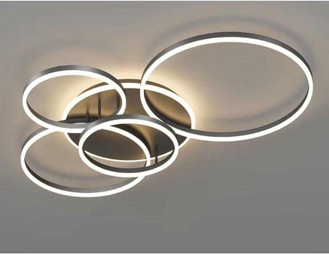 Nowoczesna lampa sufitowa LED z pierścieniami | Designerskie oświetlenie do salonu, sypialni i jadalni