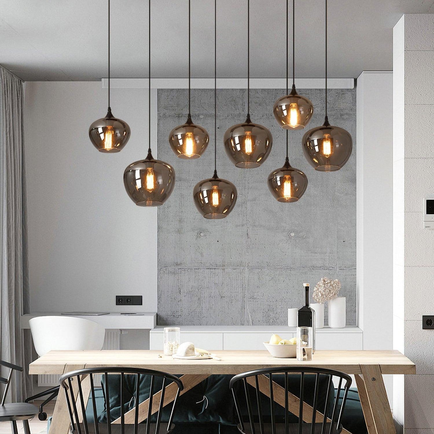 Kolekcja Luxury | Designerska szklana lampa wisząca LED z regulowaną wysokością | Eleganckie oświetlenie do kuchni, salonu i jadalni