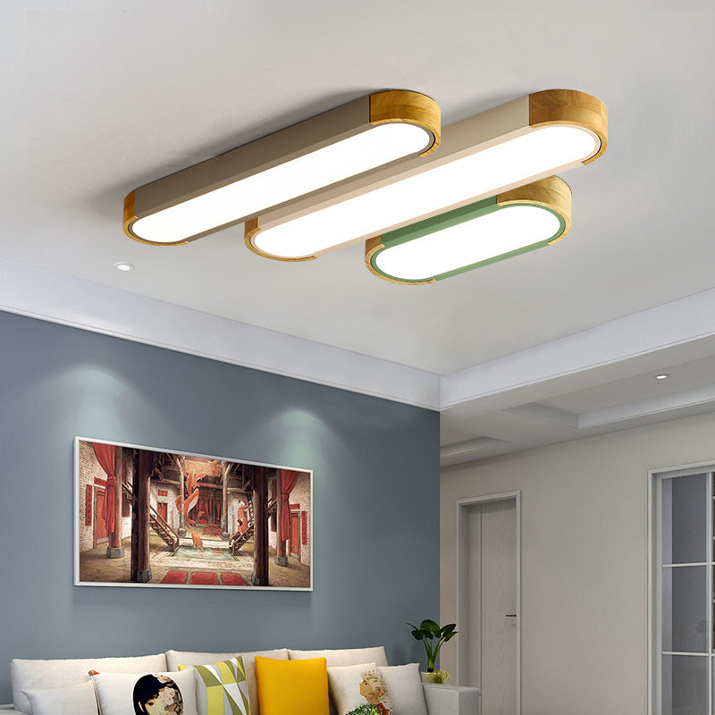 Mero | Nowoczesna lampa sufitowa LED z drewnianym wykończeniem do salonu i sypialni