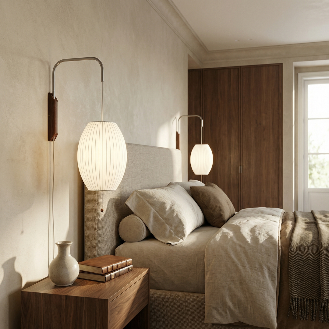 Kinkiet Ścienny Mid-Century Modern LED z Drewnianym Akcentem do Salonu i Sypialni