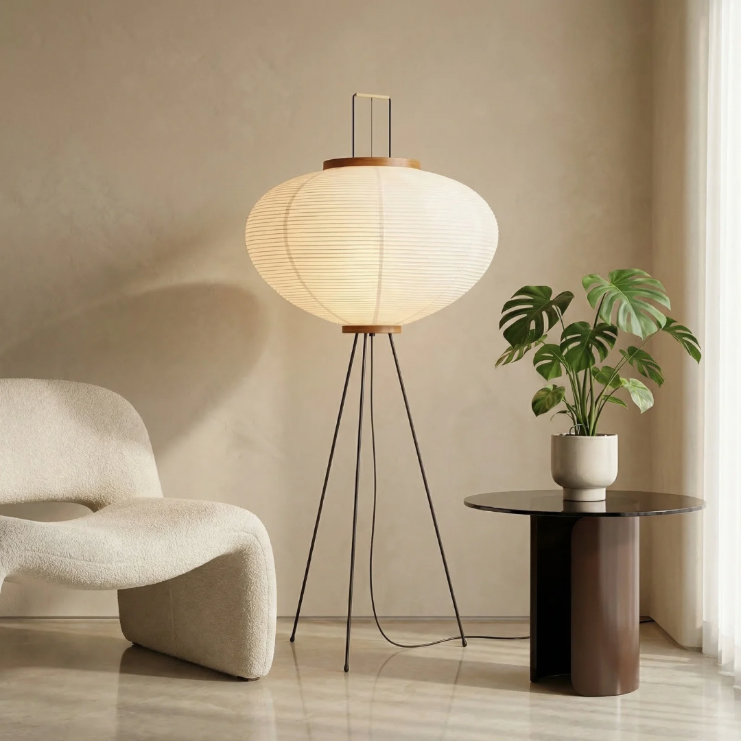 Minimalistyczna Papierowa Lampa Podłogowa o Miękkim, Rozproszonym Świetle