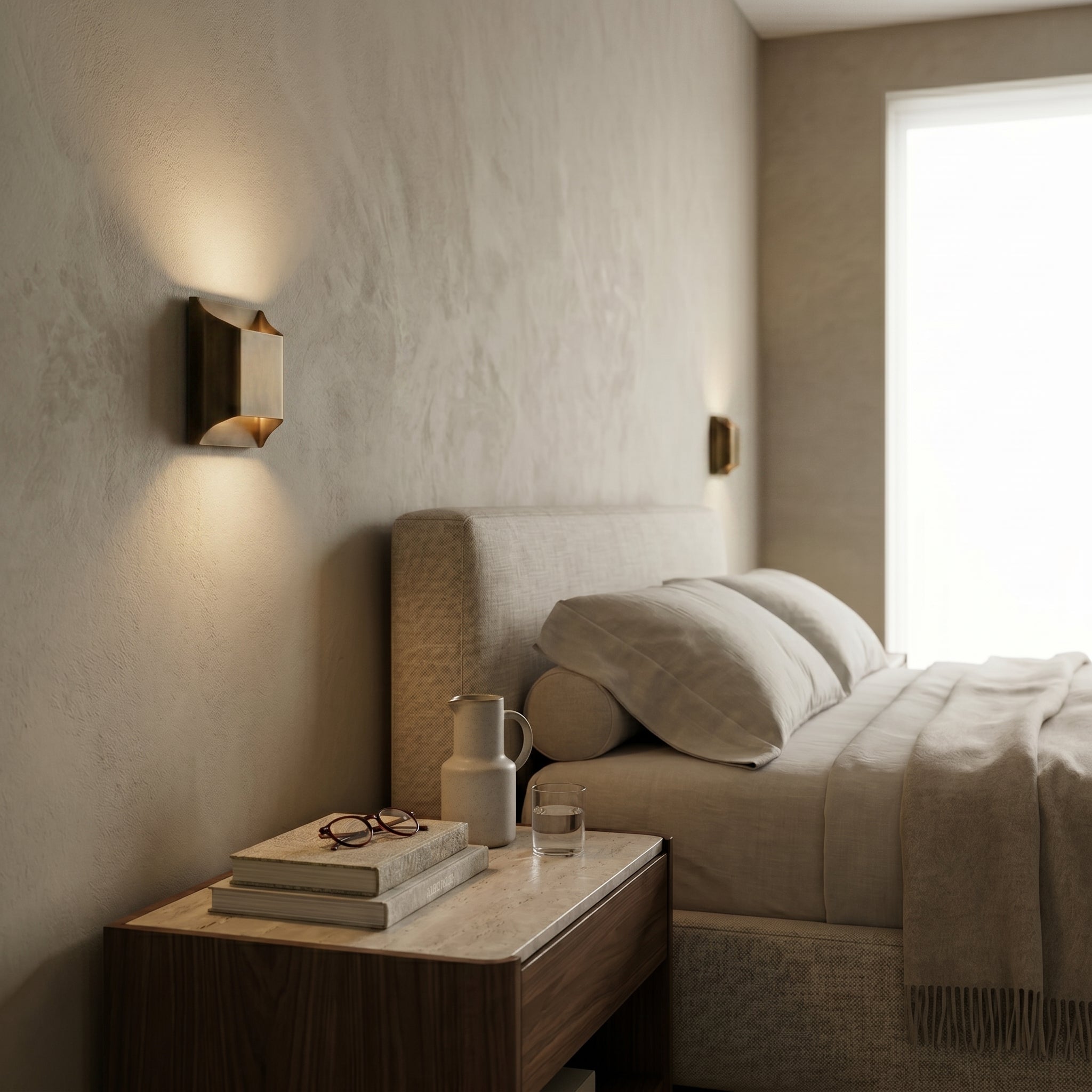 Nowoczesny Mosiężny Kinkiet Ścienny | Elegancka Lampa ze Stożkowym Kloszem