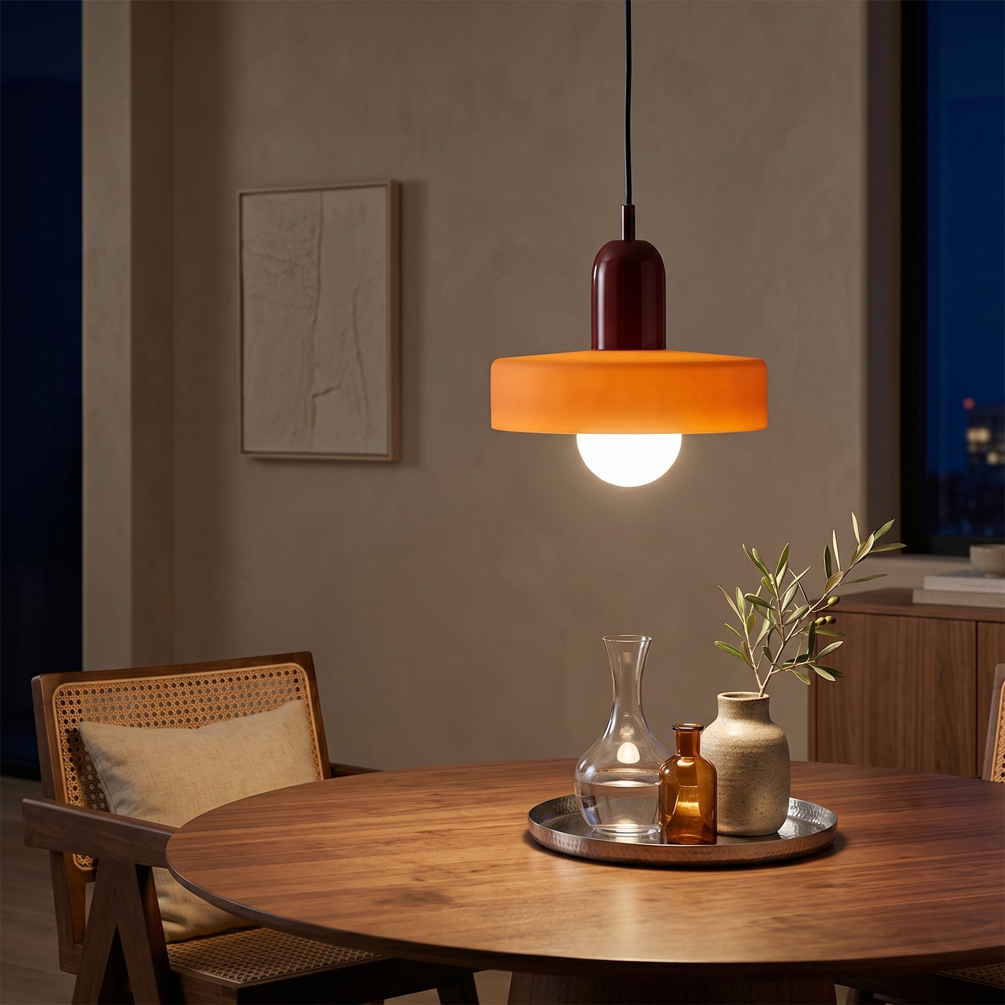 Nowoczesna szklana lampa wisząca LED | Regulowany pierścieniowy design Halo