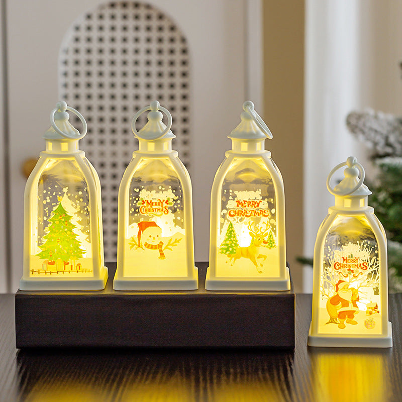 Świąteczna Latarnia LED z Bałwanem i Napisem Merry Christmas