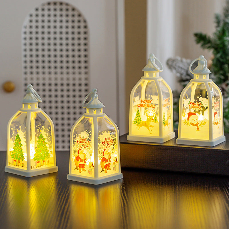 Świąteczna Latarnia LED z Bałwanem i Napisem Merry Christmas