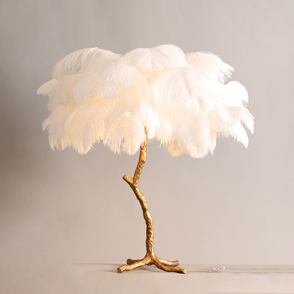 Nordic Luxury | Luksusowa Lampa z Piórami Strusia – Designerska Lampa Podłogowa do Salonu i Sypialni