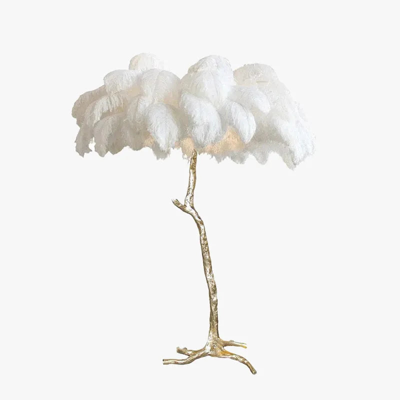 Nordic Luxury | Luksusowa Lampa z Piórami Strusia – Designerska Lampa Podłogowa do Salonu i Sypialni