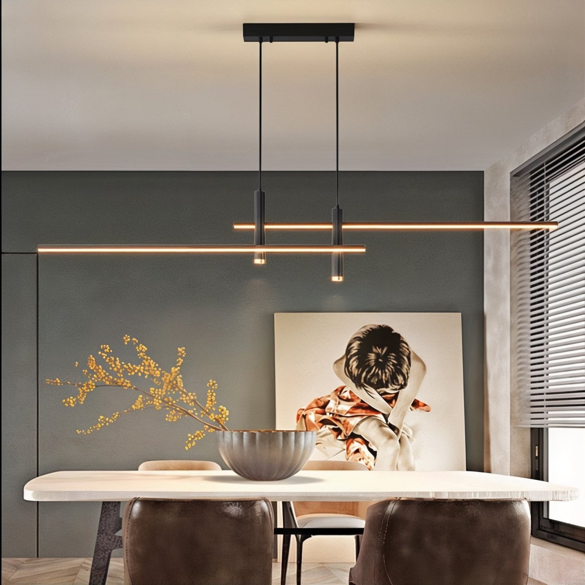 Kolekcja Otto | Liniowa lampa wisząca LED z regulowanymi przewodami zawieszenia | Nowoczesny design zapewniający eleganckie oświetlenie