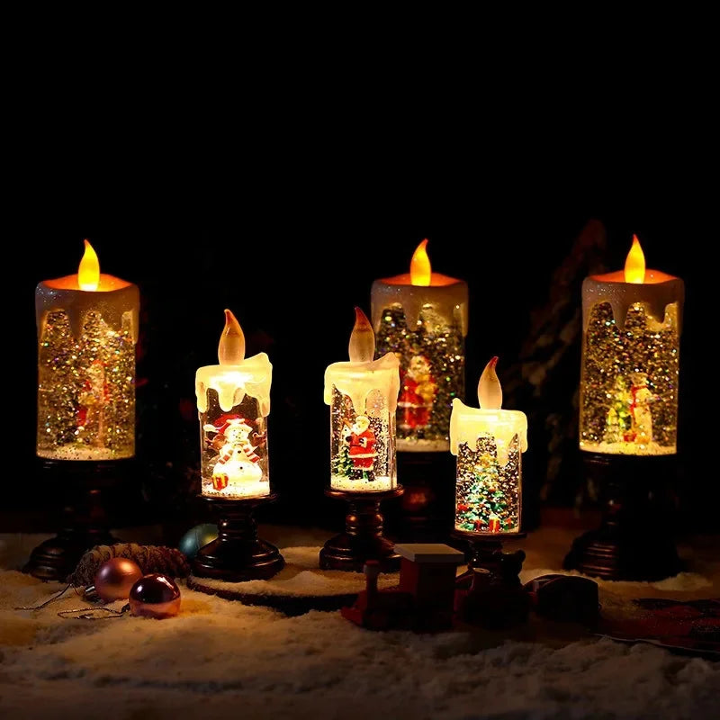 Świąteczna Świeca LED z Efektem Padającego Śniegu